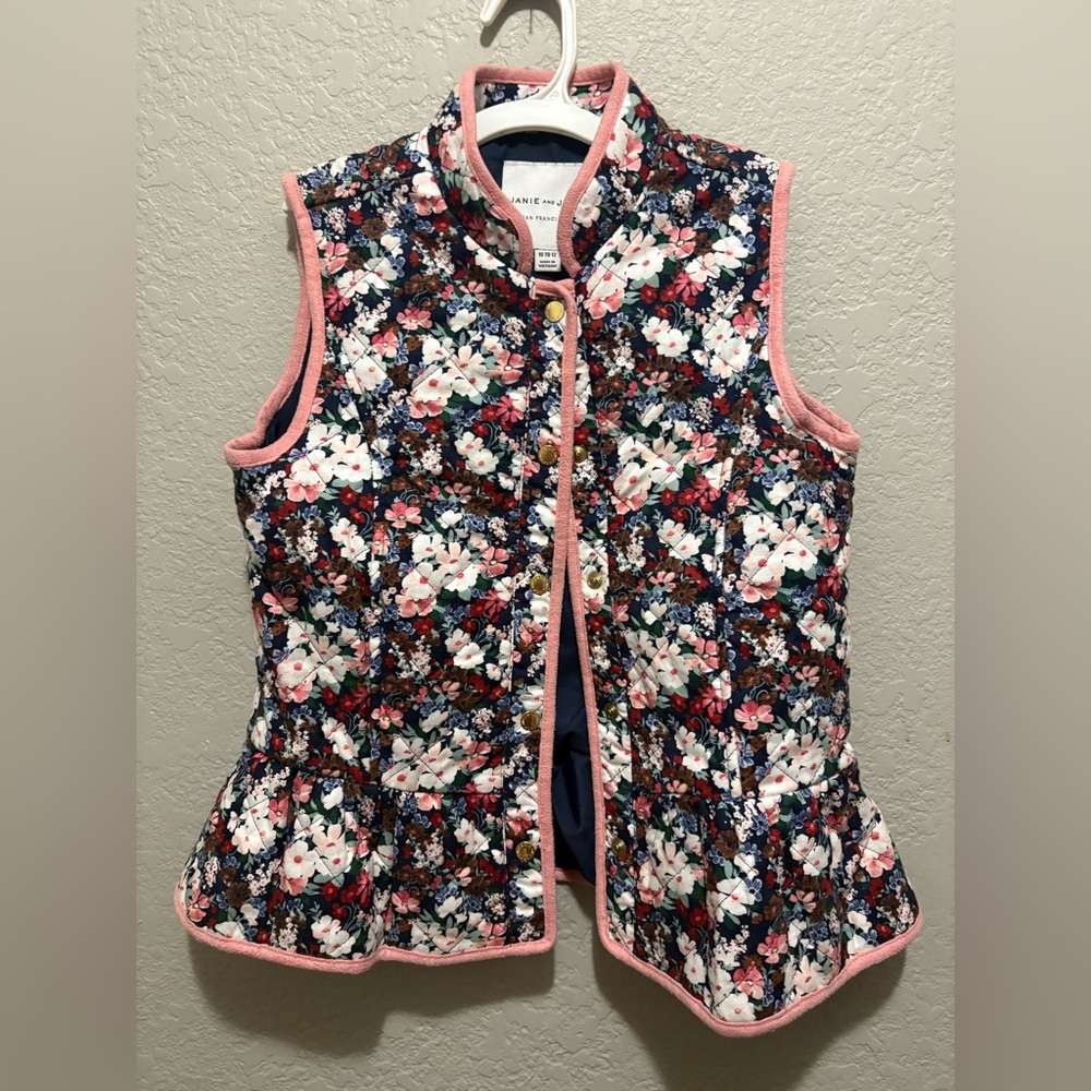Janie and Jack Pink and White Kids Girls Quilted Vest